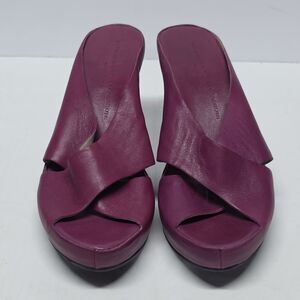 Attilio Giusti Leombruni Platform Wedge Sandals 10 slides purple maroon Leather